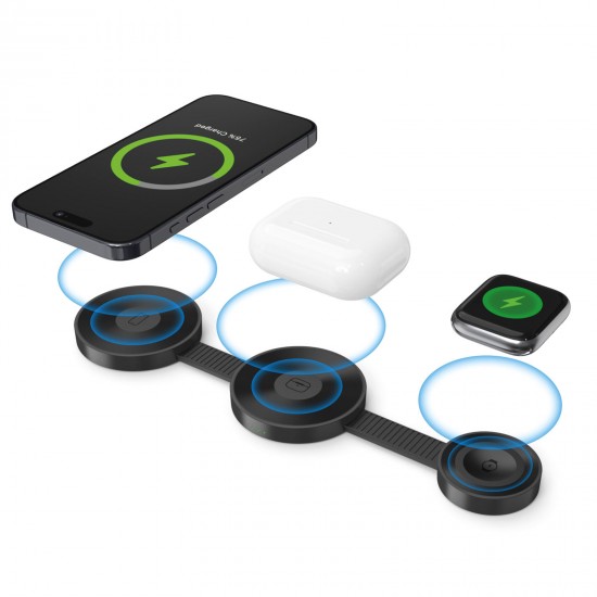 267201 KERVAN SİYAH 3 LÜ WIRELESS ŞARJ STANDI