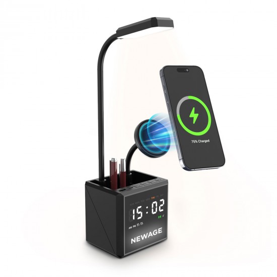 268301 YAKAMOZ SİYAH MASAÜSTÜ IŞIKLI SAAT VE ŞARJ STANDI