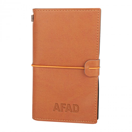 310009 KUĞULU KAHVERENGİ TARİHSİZ DEFTER (11,5X20 CM)