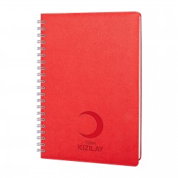 310604 PLEVNE KIRMIZI KARELİ TARİHSİZ SPİRALLİ DEFTER (20x28 CM)