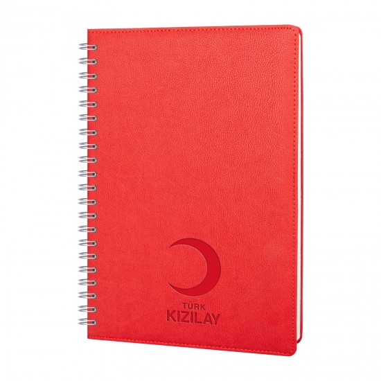 310604 PLEVNE KIRMIZI KARELİ TARİHSİZ SPİRALLİ DEFTER (20x28 CM)