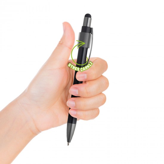 405301 OLTU SİYAH STRES ÇARKLI METAL TÜKENMEZ KALEM