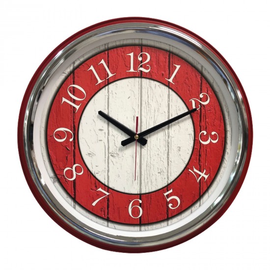 500204 KİBELE201 KIRMIZI METAL KASA DUVAR SAATİ (505 MM)