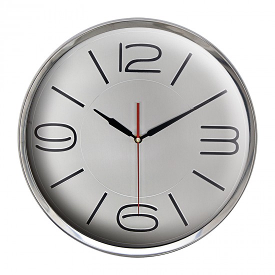 5006120 ATHENA305 GÜMÜŞ METAL ÇERÇEVE DUVAR SAATİ (360 MM)