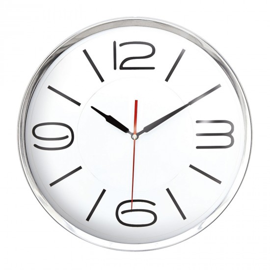 5006144 ATHENA305 BEYAZ-GÜMÜŞ METAL ÇERÇEVE DUVAR SAATİ (360 MM)