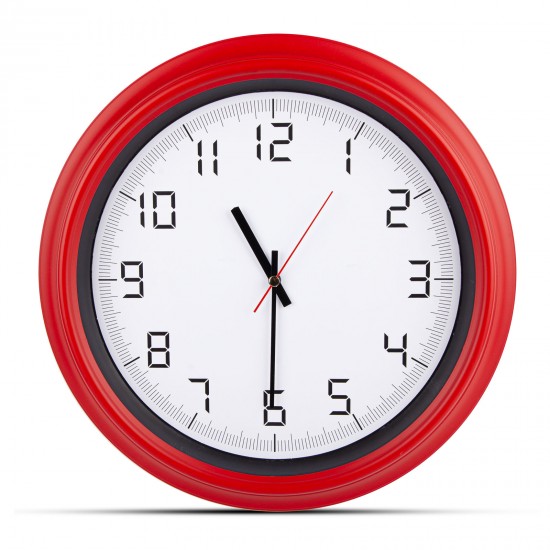 5007104 ATLAS KIRMIZI PLASTİK KASA DUVAR SAATİ (380MM)