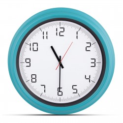 5007123 ATLAS TURKUAZ PLASTİK KASA DUVAR SAATİ (380MM)