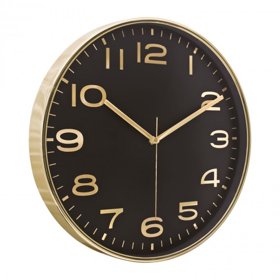 5010133 HADES406 SİYAH-ALTIN METALİZE ÇERÇEVE DUVAR SAATİ(380 MM)