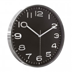 5010134 HADES406 SİYAH-GÜMÜŞ METALİZE ÇERÇEVE DUVAR SAATİ(380 MM)