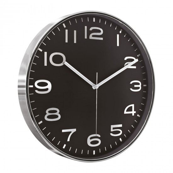 5010134 HADES406 SİYAH-GÜMÜŞ METALİZE ÇERÇEVE DUVAR SAATİ(380 MM)