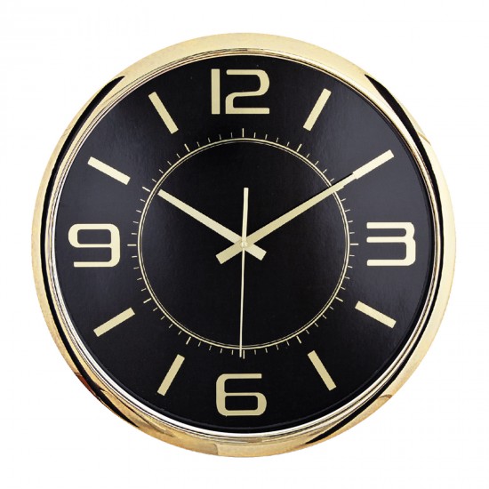 5013133 HELLEN404 SİYAH-ALTIN METALİZE ÇERÇEVE DUVAR SAATİ (420 MM)