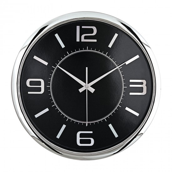 5013134 HELLEN404 SİYAH-GÜMÜŞ METALİZE ÇERÇEVE DUVAR SAATİ (420MM)