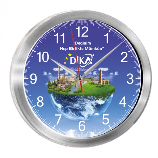 501520 TRİTON091 GÜMÜŞ METAL KASA DUVAR SAATİ (350 MM)