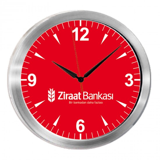 501520 TRİTON091 GÜMÜŞ METAL KASA DUVAR SAATİ (350 MM)