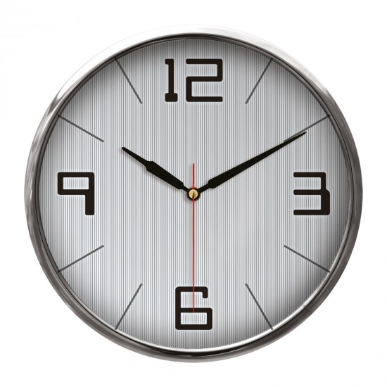 5019220 THOR707 GÜMÜŞ METAL ÇERÇEVE DUVAR SAATİ (320MM)