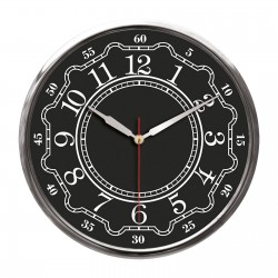 5019234 THOR707 SİYAH-GÜMÜŞ METAL ÇERÇEVE DUVAR SAATİ (320MM)