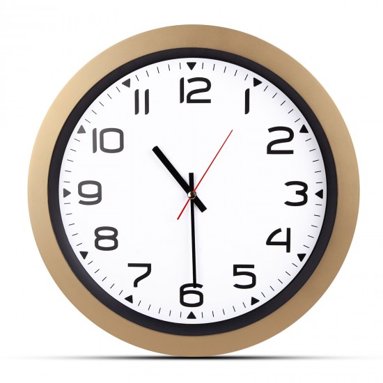 502343 HERA ALTIN-BEYAZ PLASTİK KASA DUVAR SAATİ (350MM)