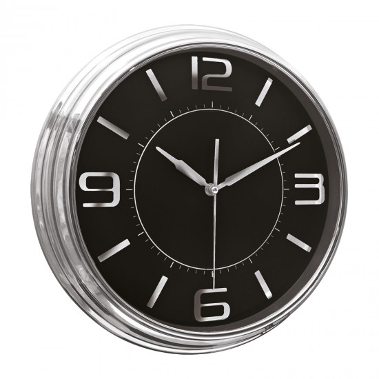 5036234 SEZAR401 SİYAH-GÜMÜŞ METALİZE ÇERÇEVE DUVAR SAATİ (380 MM)