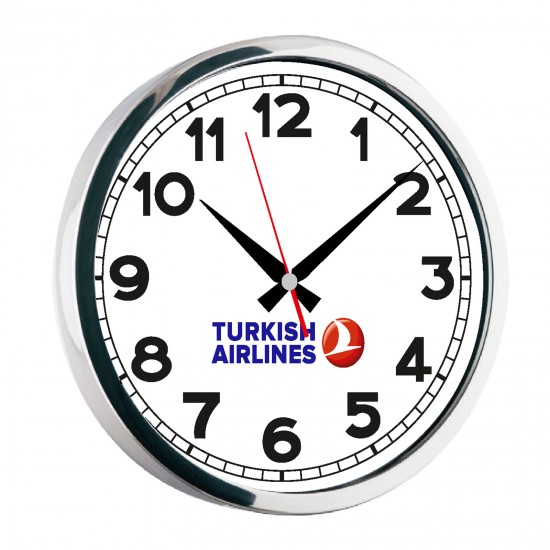 504120 HYDRA081 GÜMÜŞ METAL ÇERÇEVE DUVAR SAATİ(400MM)