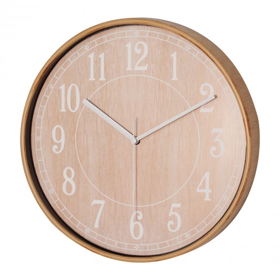 519340148 MİMAS186 AHŞAP-BEYAZ PLASTİK KASA DUVAR SAATİ (380 MM)