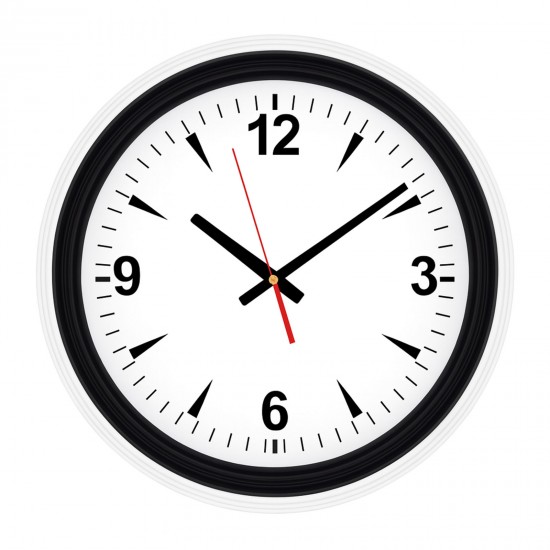 626649 SEDNA526 SİYAH-BEYAZ BRİSTOL KADRAN DUVAR SAATİ (480 MM)