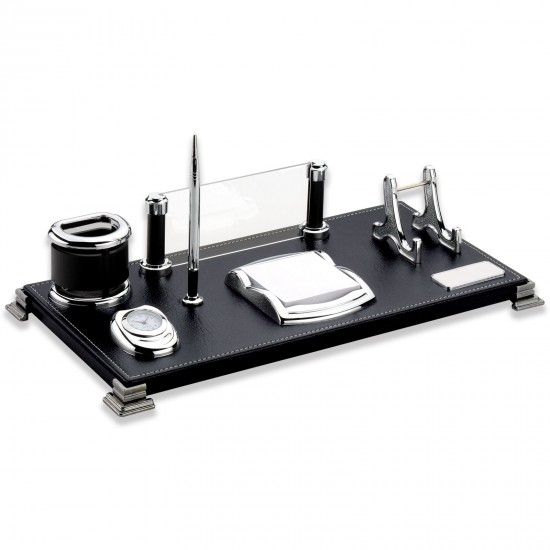 666601 LEFKOŞA SİYAH DERİ MASA SETİ