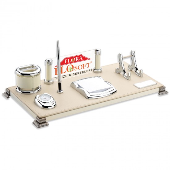 666629 LEFKOŞA BEJ DERİ MASA SETİ