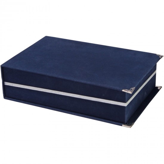 879205 KAŞMİR LACİVERT KADİFE PLAKET KUTUSU (14X24 CM)