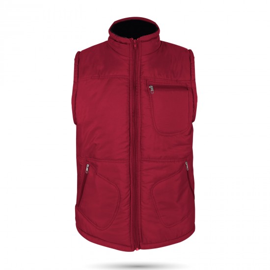 948004-XL ALASKA KIRMIZI ÜÇ CEPLİ ŞİŞME YELEK XL